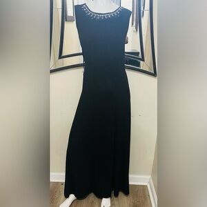 Haani Black Maxi Dress with Silver Accents